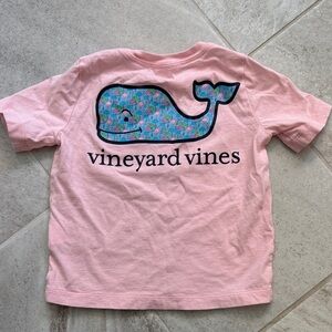 Vineyard Vines Kids Pink Tee with Whale Design- Colorful Flamingos